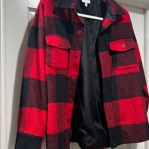 Plaid Red and Black Women's Shacket